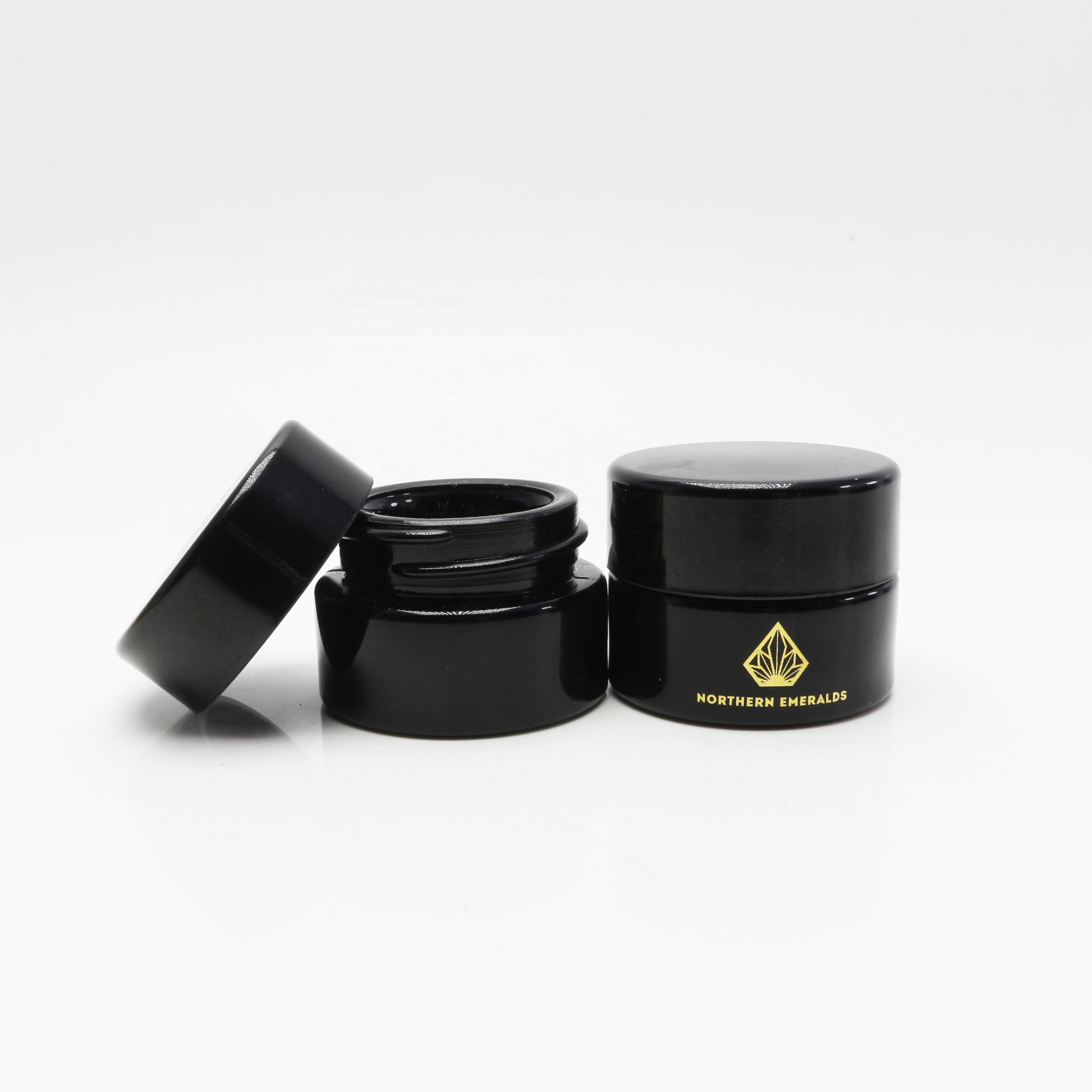 Empty 15 30 50 100 200 ml Small Round Skin Care Eye Face Cream Black UV Dark Violet Glass Container Jars with Logo DV103E