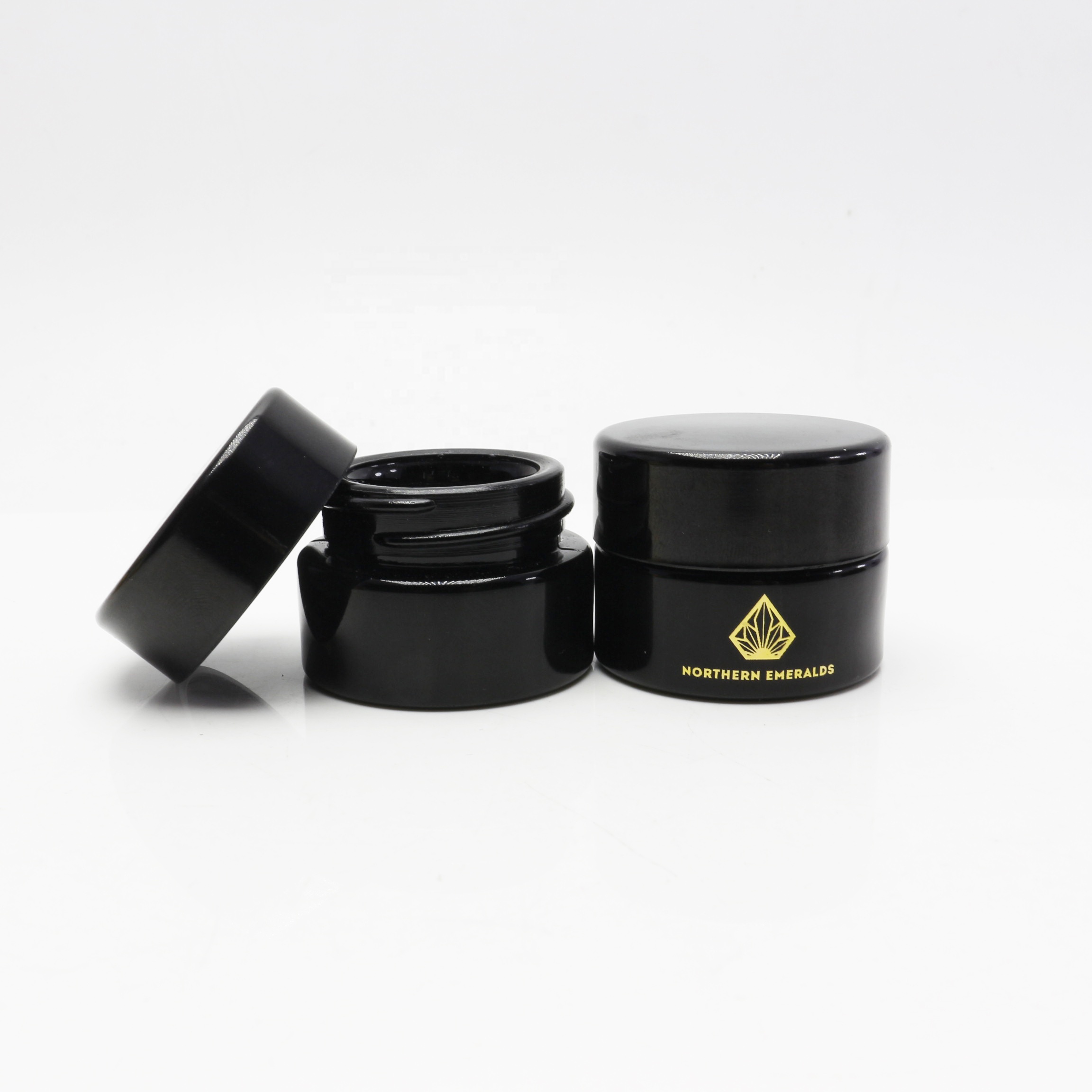 Empty 15 30 50 100 200 ml Small Round Skin Care Eye Face Cream Black UV Dark Violet Glass Container Jars with Logo DV103E