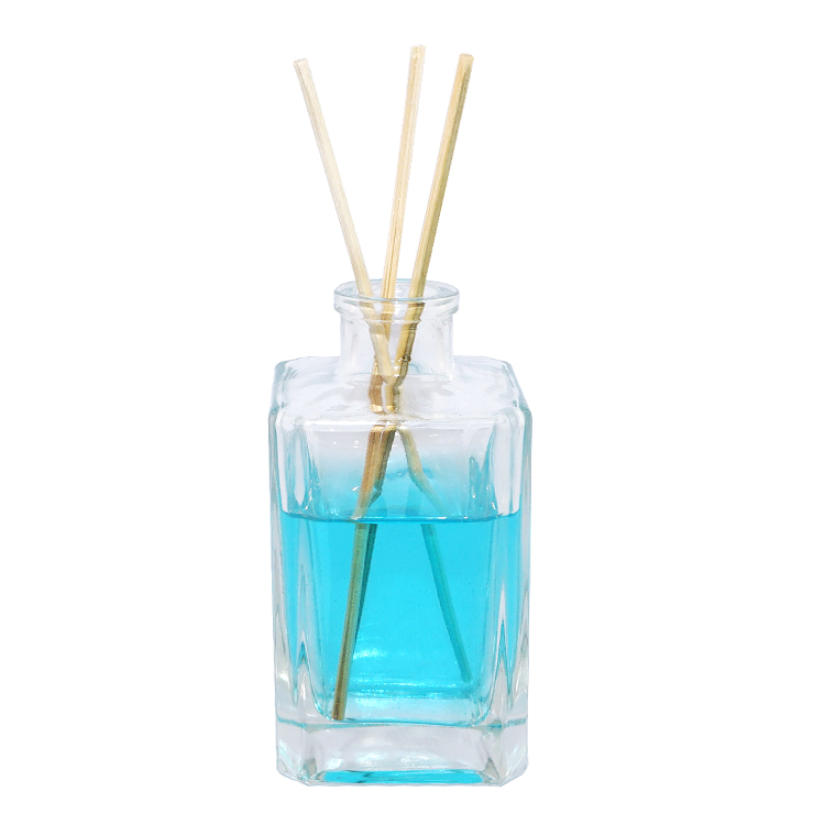 Empty 150ml clear rectangle glass indoor aromatherapy air cleaner fire-free rattan aroma glass reed diffuser bottle