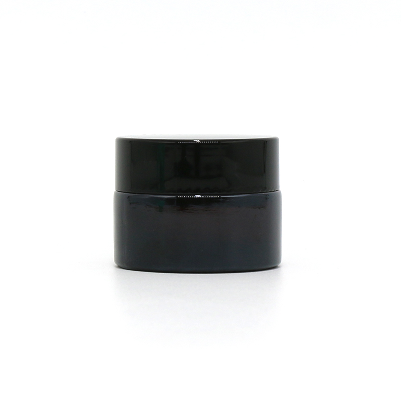 Empty 15g 30g 50g matte black cosmetic glass cream jar with aluminum screw cap