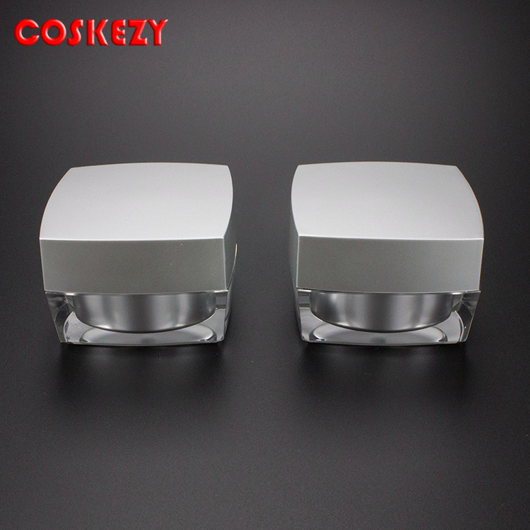 Empty 15g 30g Silver Cosmetic Jar Luxury, Wholesale PP Cream Container Cosmetic 50g 100g, Clear Silver Amber Plastic Jar Small