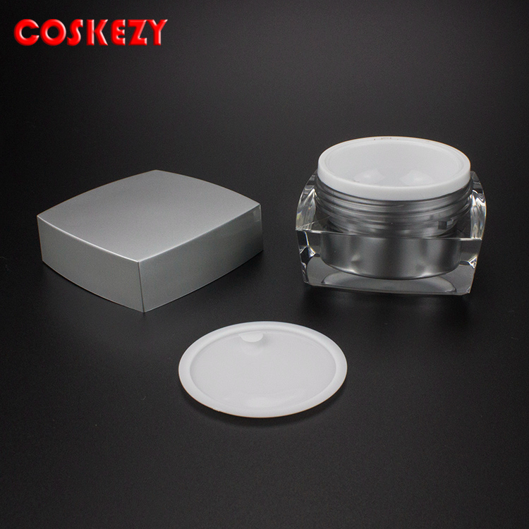 Empty 15g 30g Silver Cosmetic Jar Luxury, Wholesale PP Cream Container Cosmetic 50g 100g, Clear Silver Amber Plastic Jar Small