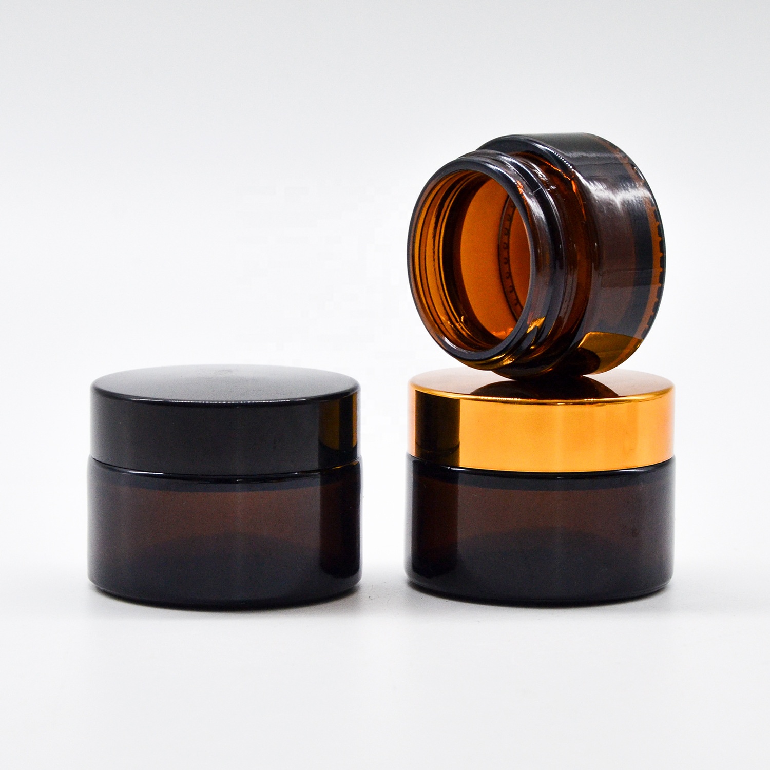 Empty 15ml 20ml 30ml 50ml 100ml amber glass jar for cosmetic cream lotion lip balm packaging