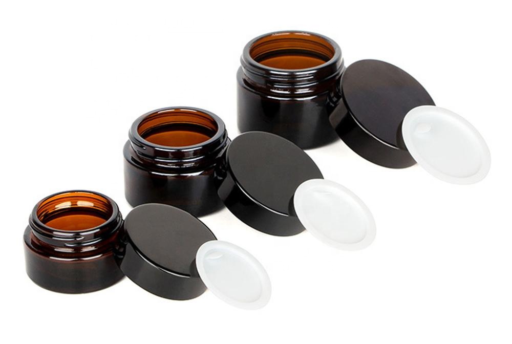 Empty 15ml 20ml 30ml 50ml 100ml amber glass jar for cosmetic cream lotion lip balm packaging