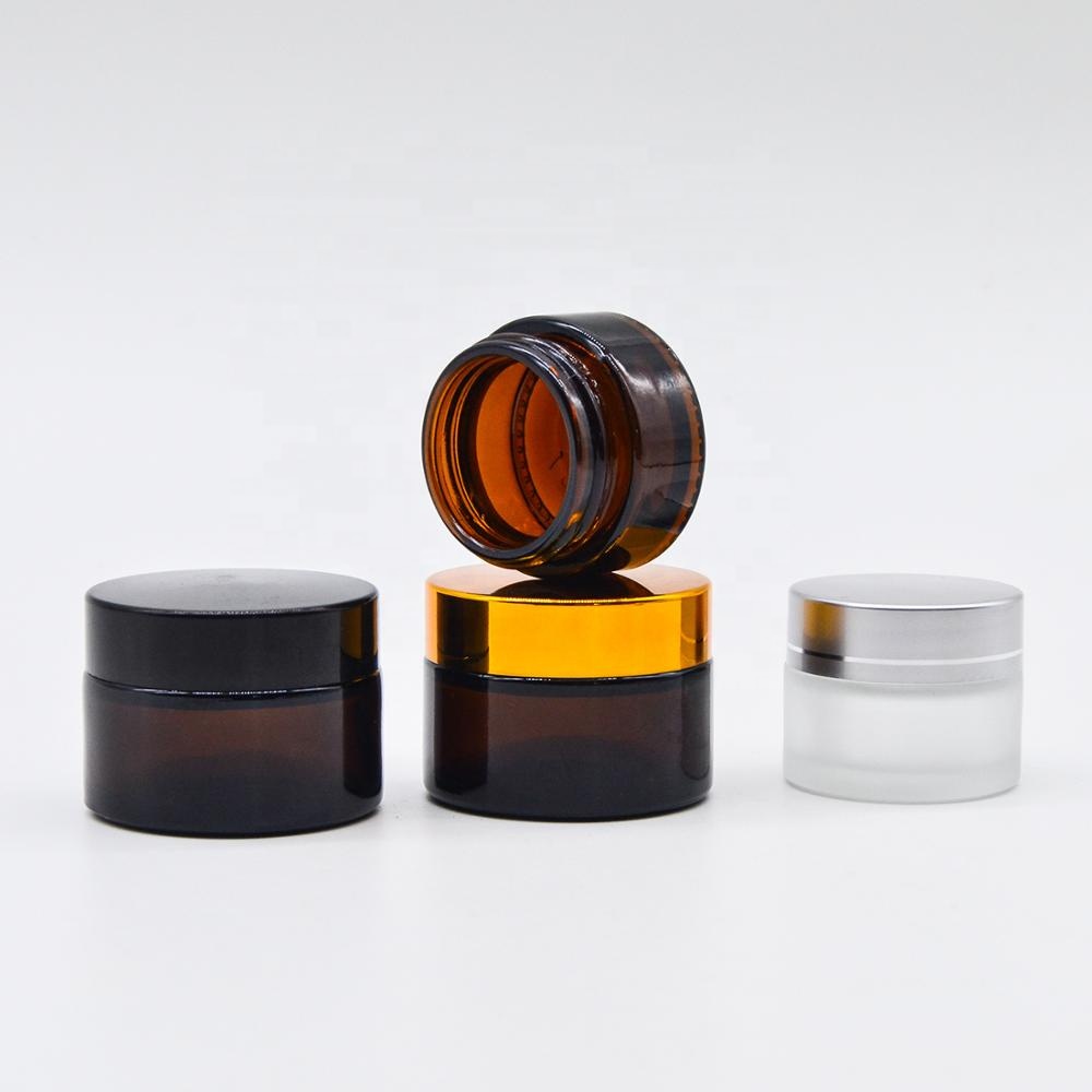 Empty 15ml 20ml 30ml 50ml 100ml amber glass jar for cosmetic cream lotion lip balm packaging