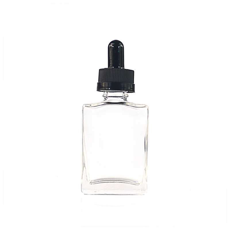 Empty 15ml 30ml 50ml 100ml clear square rectangular perfume glass dropper bottle for essential oil