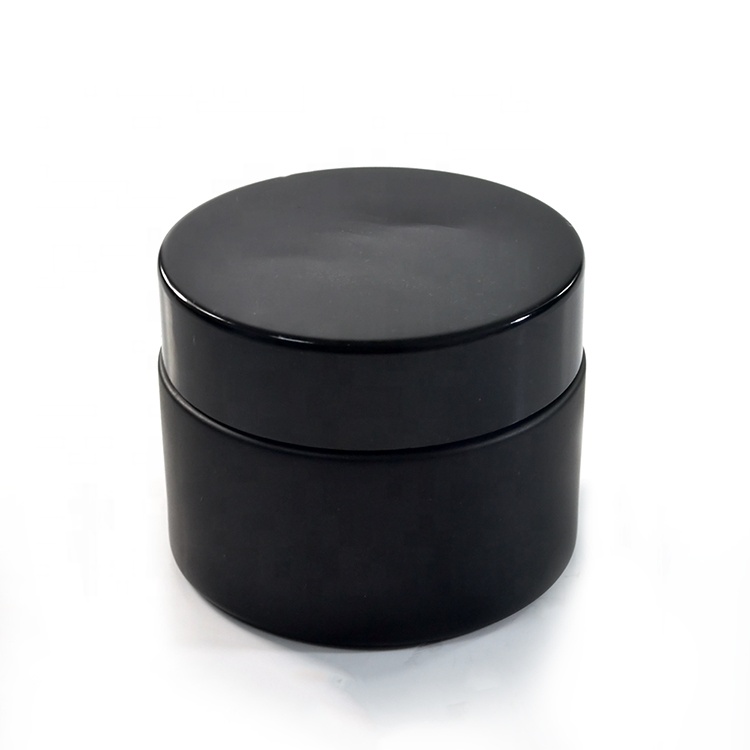 Empty 15ml 30ml 50ml 100ml matte black frosted cosmetic glass cream jar with screw cap