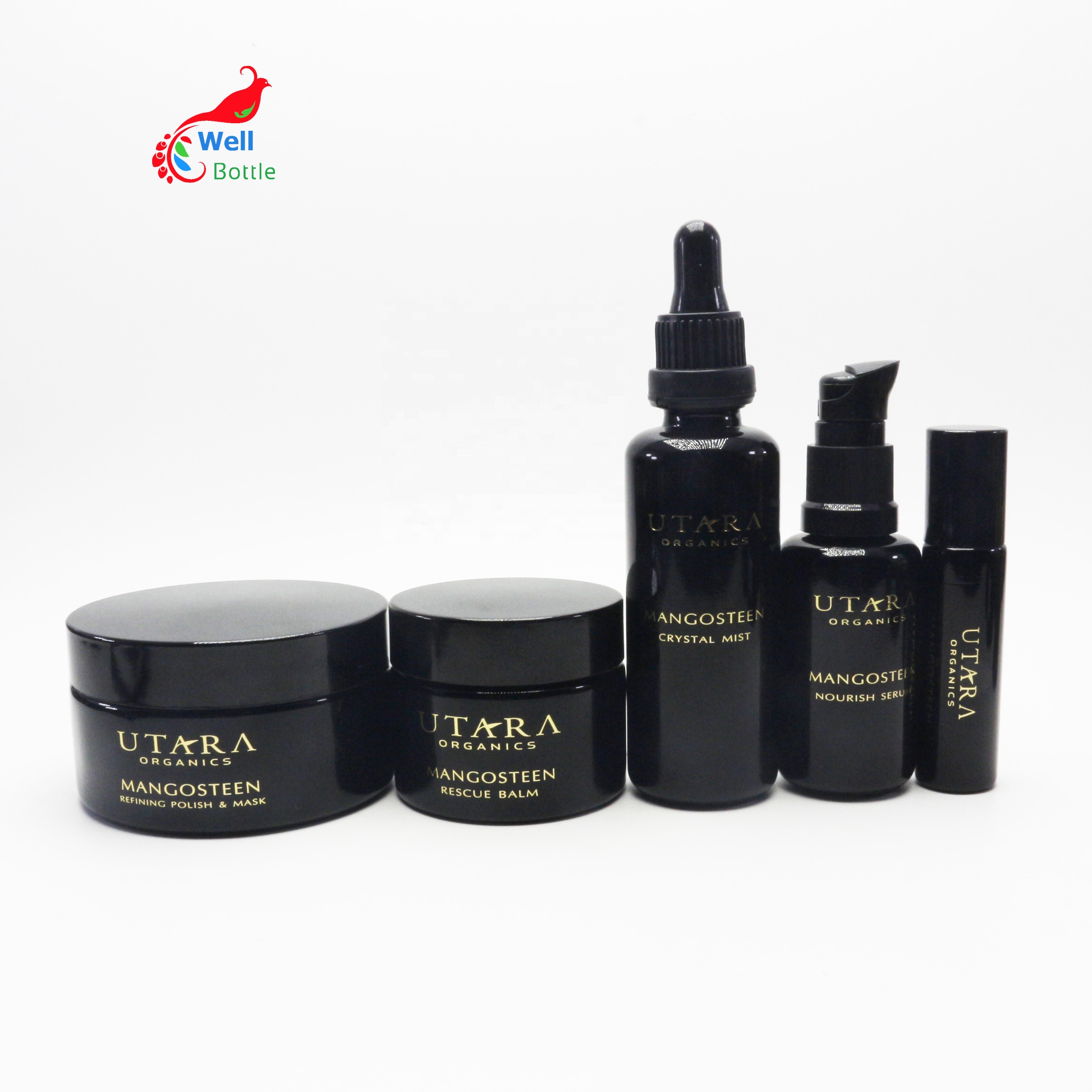 Empty 15ml 30ml 50ml 100ml uv violet glass bottle and jar for CBD cosmetic packaging set VJ-164D