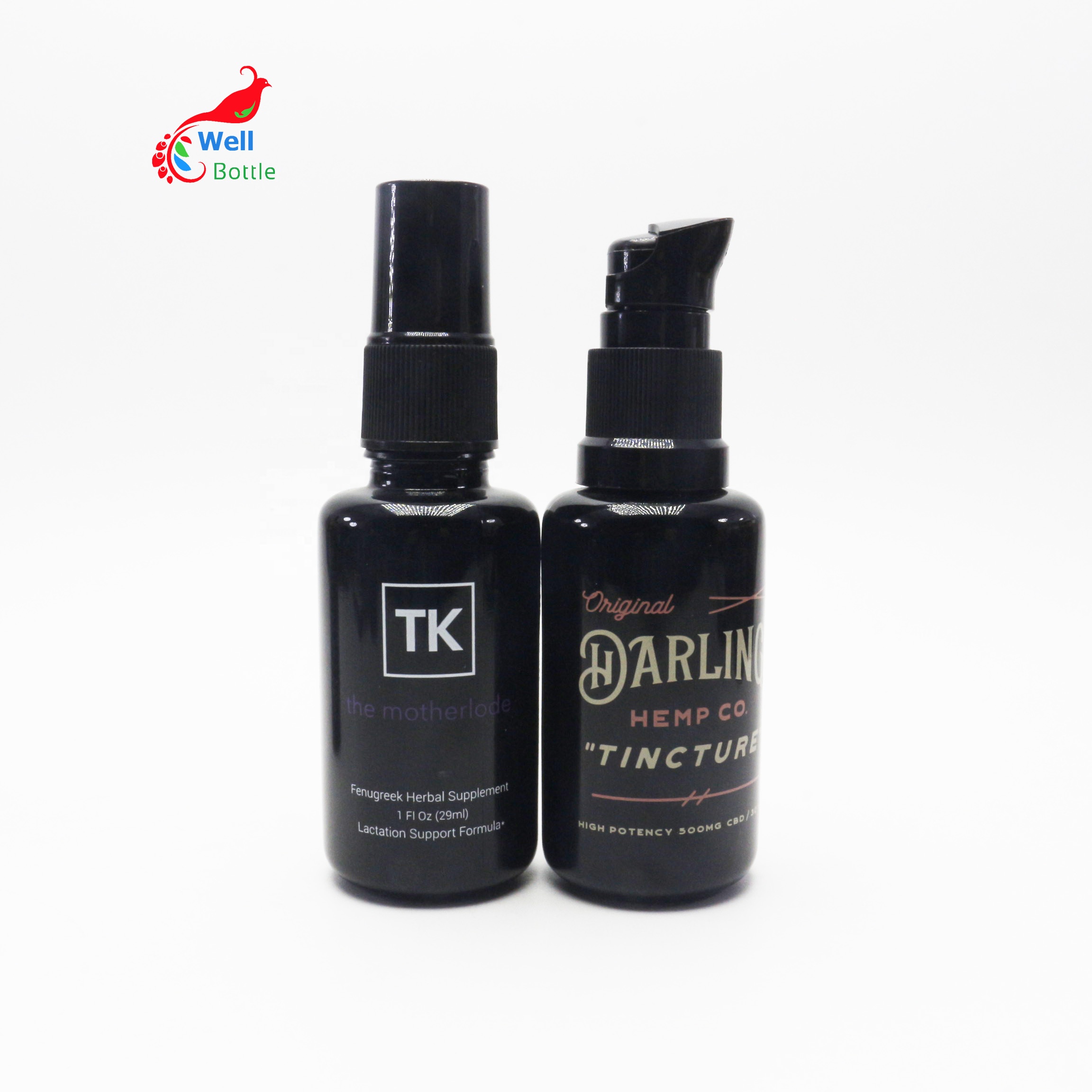 Empty 15ml 30ml 50ml 100ml uv violet glass bottle and jar for CBD cosmetic packaging set VJ-164D