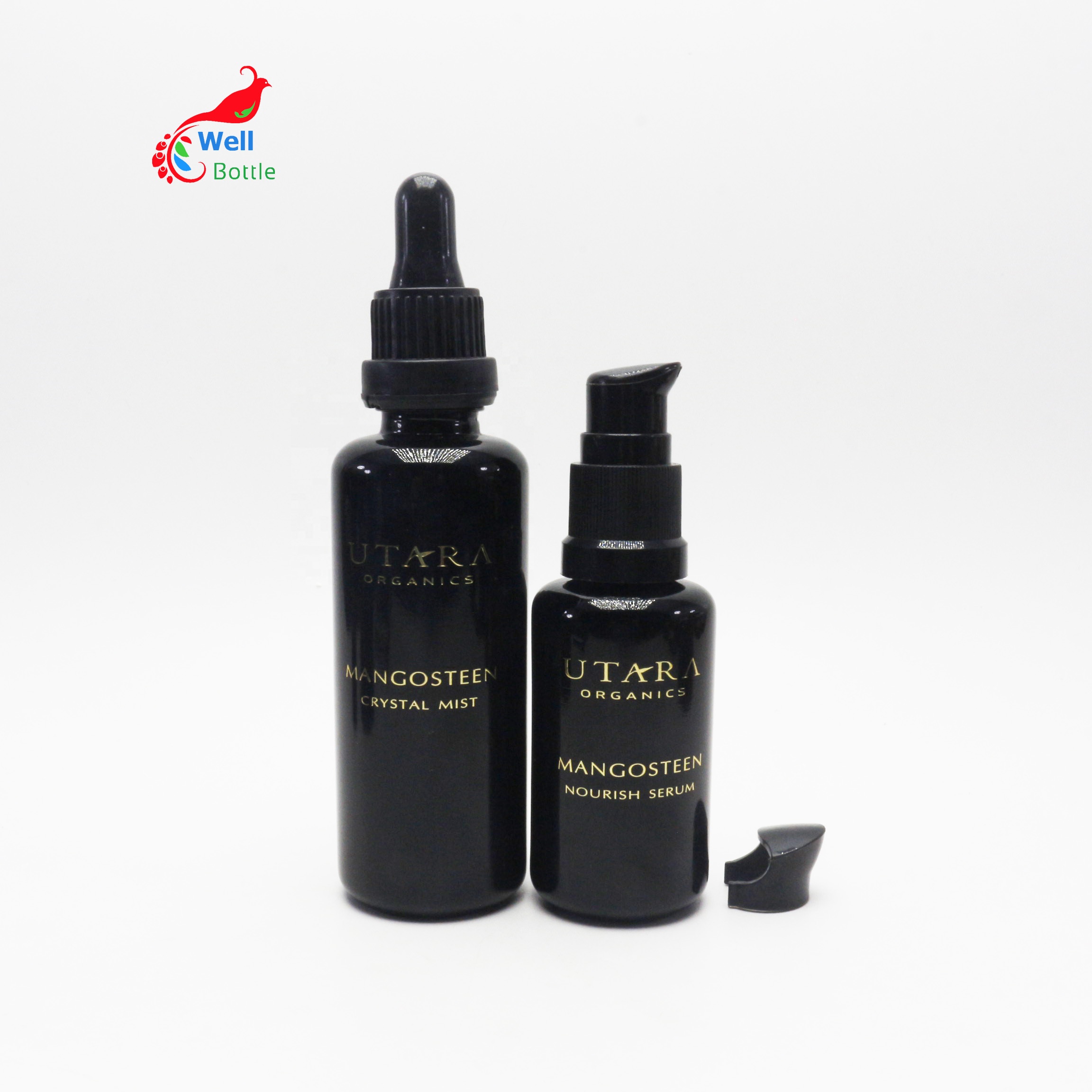 Empty 15ml 30ml 50ml 100ml uv violet glass bottle and jar for CBD cosmetic packaging set VJ-164D