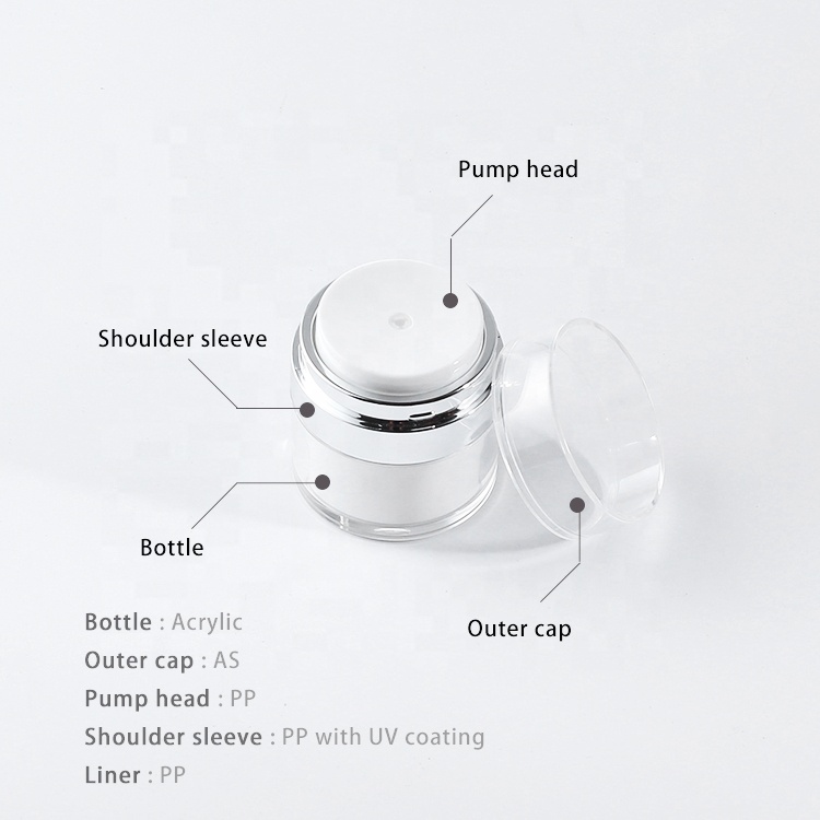 Empty 15ml 30ml 50ml Cosmetic Packaging Plastic Acrylic Airless Pump Cream Jar