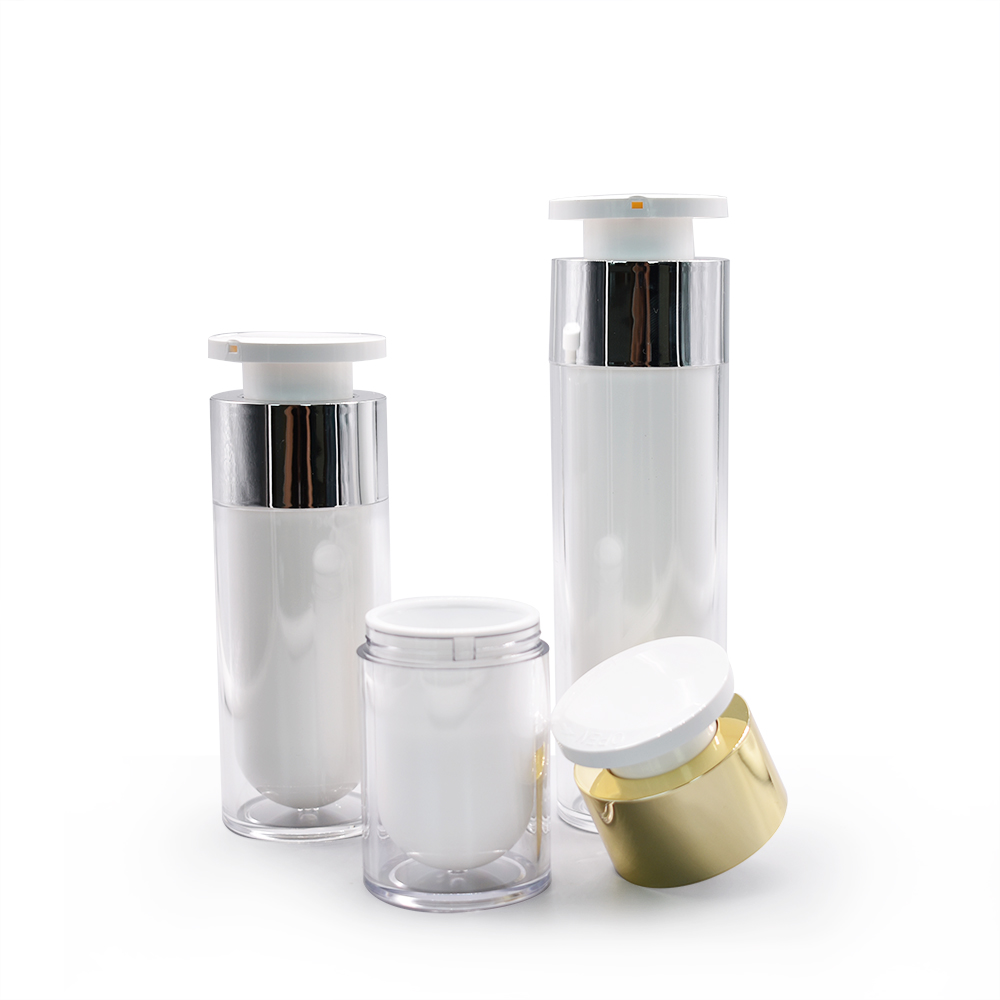 Empty 15ml 30ml 50ml cosmetic packaging set plastic acrylic airless pump cream jar