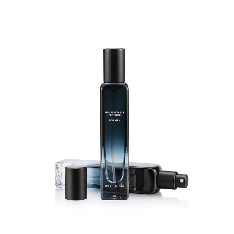 Empty 15ml Gradient Black Square Glass Perfume Bottle mist spray perfume bottle with sprayer