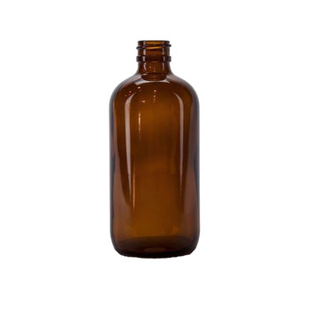 Empty 16 oz AMBER Boston Round Glass Bottle with 28-400 neck finish