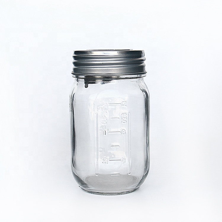 Empty 16oz Round Glass Mason Storage Jar With Flip Lid For Rice Candy Bean Nut Storage