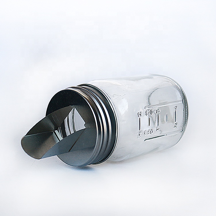 Empty 16oz Round Glass Mason Storage Jar With Flip Lid For Rice Candy Bean Nut Storage