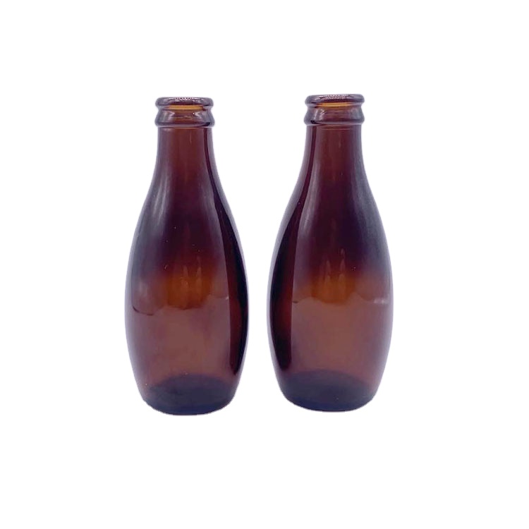 Empty 180ml bowling shape amber  beer glass bottle