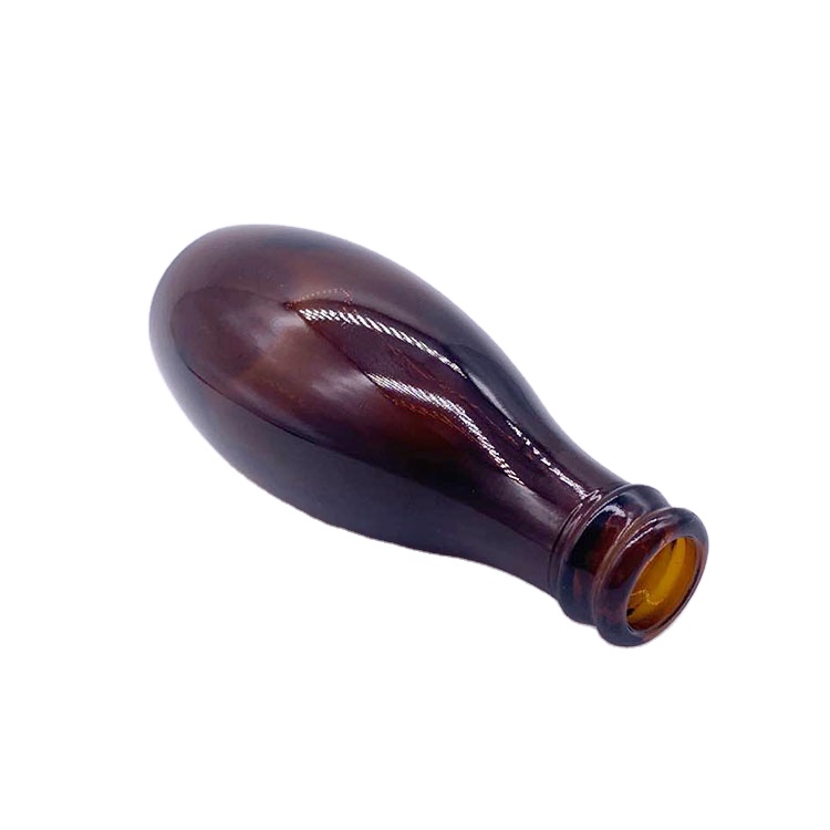Empty 180ml bowling shape amber beer glass bottle
