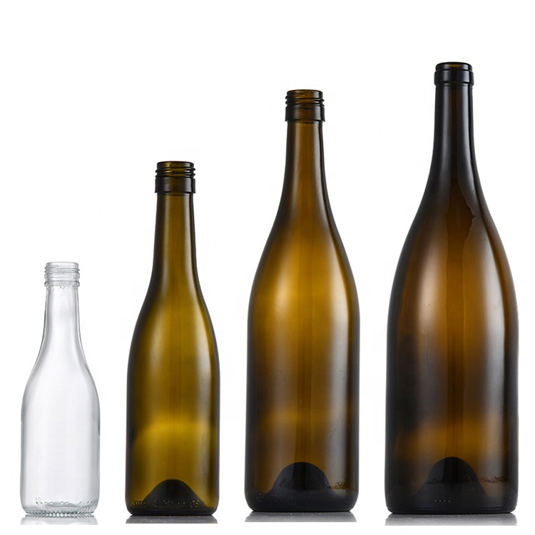 Empty 187ml 375ml 750ml 1500ml round champagne glass wine bottles