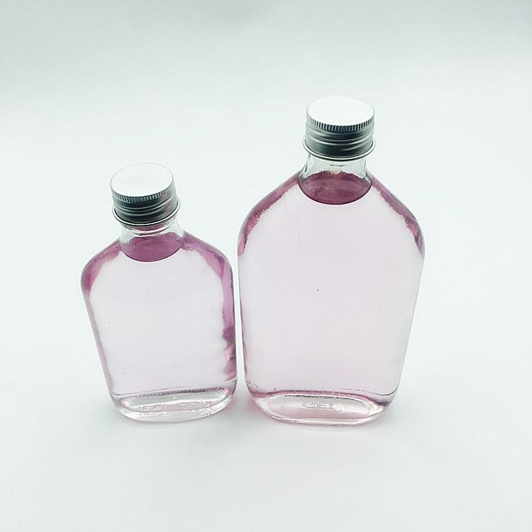 Empty 187ml 375ml flat glass limoncello liquor lemon wine bottles with screw top lid