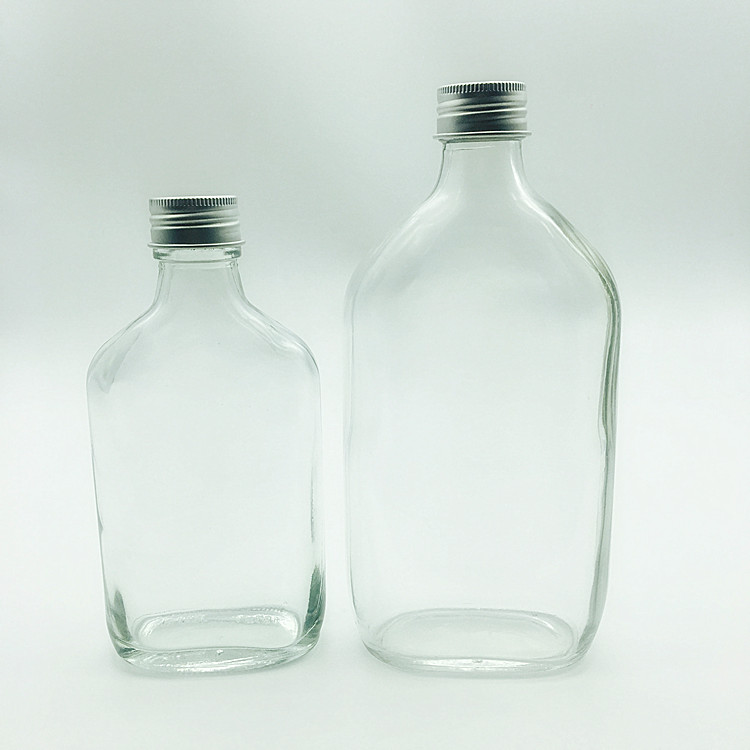 Empty 187ml 375ml flat glass limoncello liquor lemon wine bottles with screw top lid