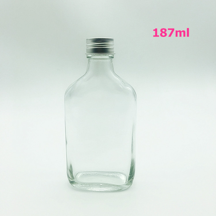 Empty 187ml 375ml flat glass limoncello liquor lemon wine bottles with screw top lid