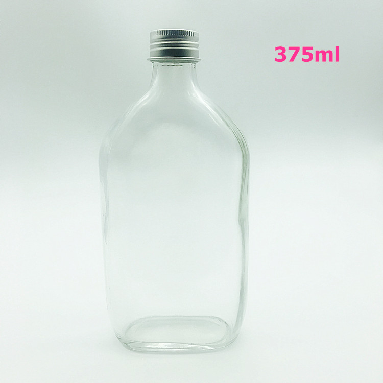Empty 187ml 375ml flat glass limoncello liquor lemon wine bottles with screw top lid