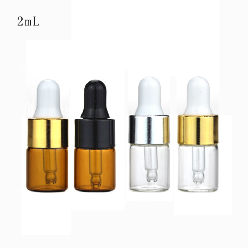 Empty 1ML 2ML 3ML 2 Colors Glass Makeup Packaging Essential Oil Dropper Bottle