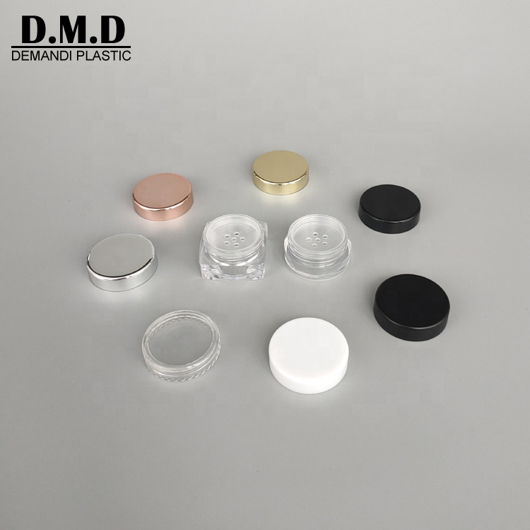 Empty 1g 3g 5grams 5ml 10grams 10ml 15grams 20ml 30ml square round loose cosmetic powder jar with sifter