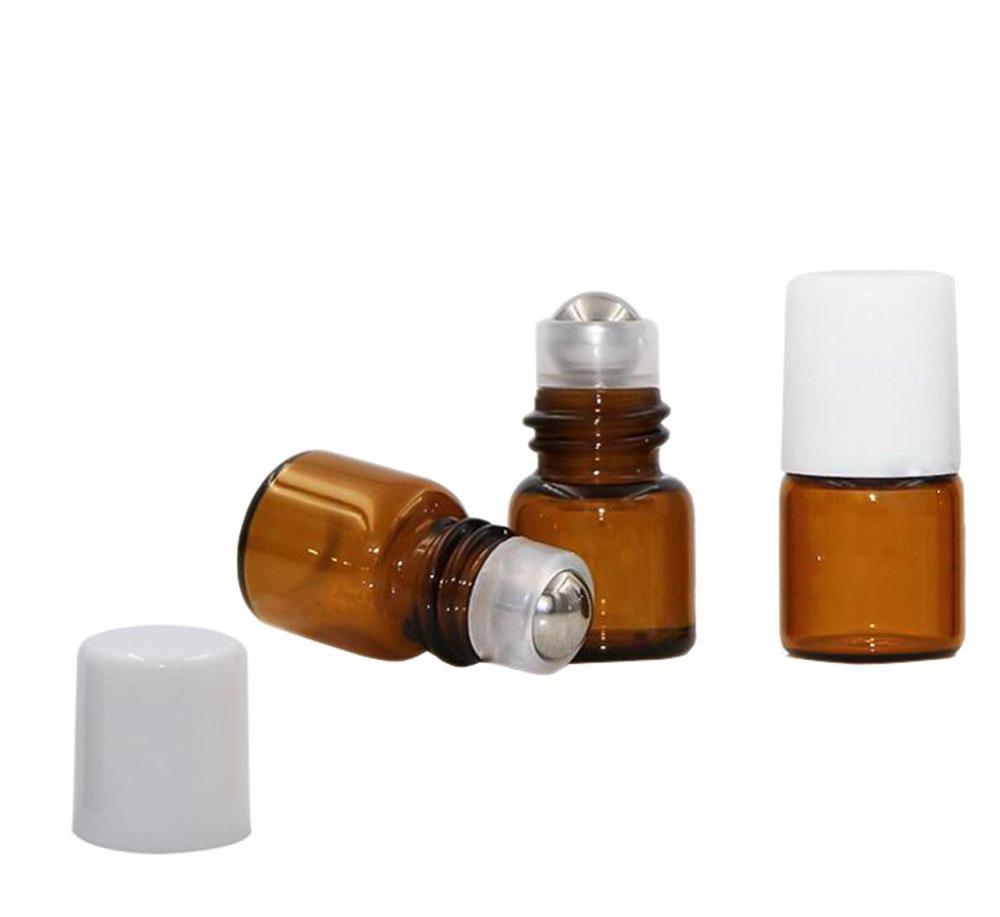 Empty 1ml 2ml 3ml mini sample vial clear amber purple green essential oils perfume glass roll on bottle