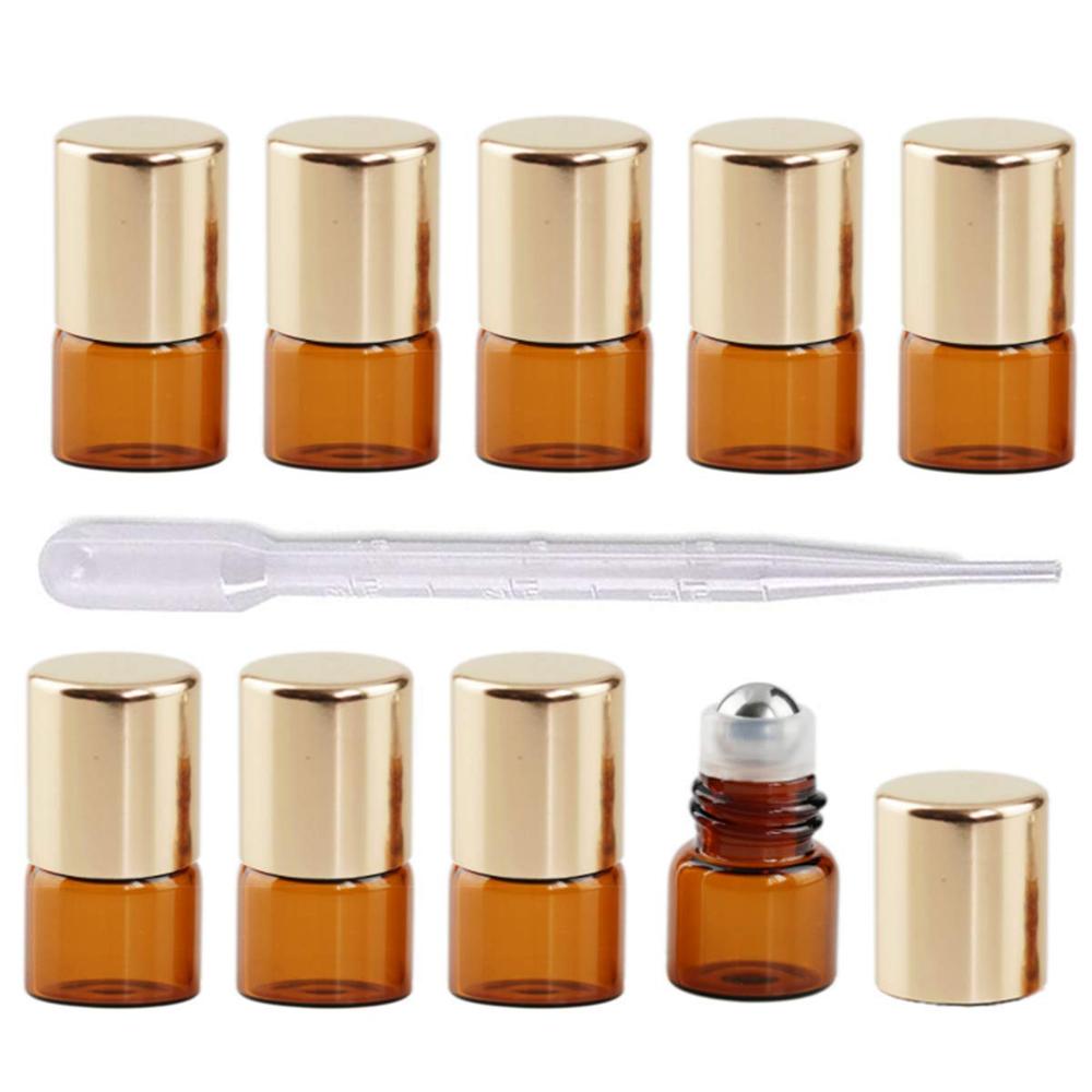 Empty 1ml 2ml 3ml mini sample vial clear amber purple green essential oils perfume glass roll on bottle