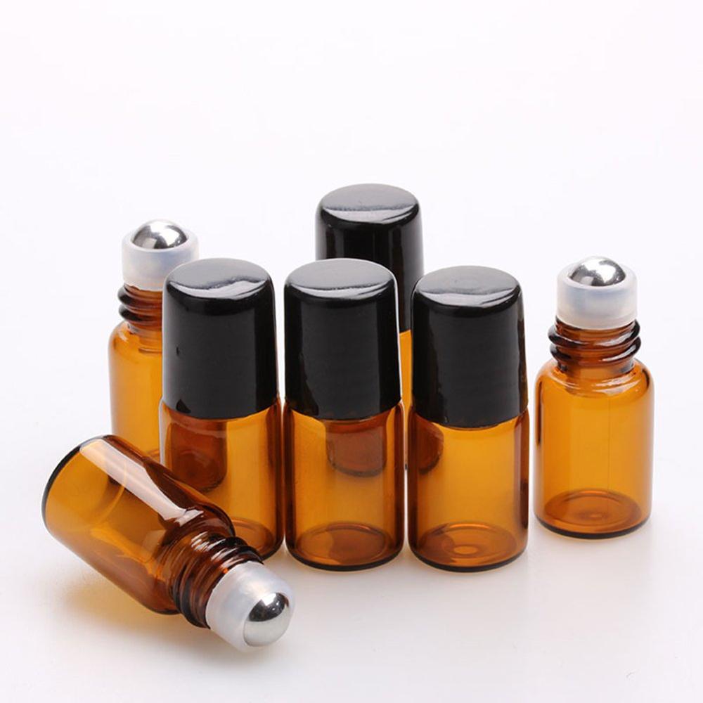 Empty 1ml 2ml 3ml mini sample vial clear amber purple green essential oils perfume glass roll on bottle