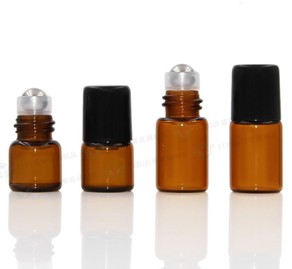 Empty 1ml 2ml 3ml mini sample vial clear amber purple green essential oils perfume glass roll on bottle