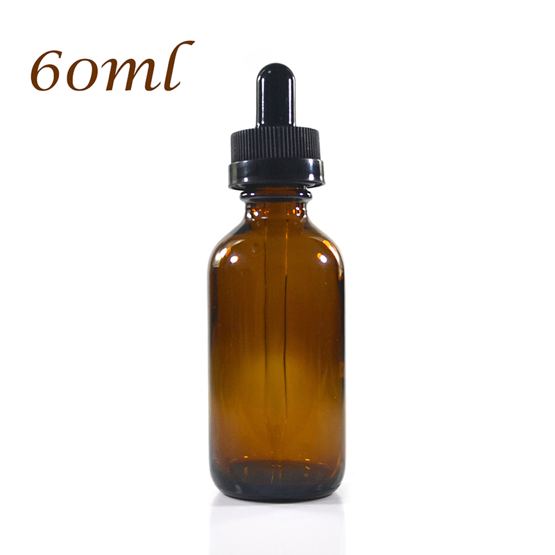 Empty 1oz 2oz 30ml 60ml 120ml amber boston round glass dropper bottle with childproof cap