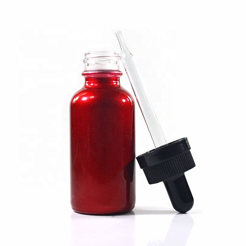 Empty 1oz 2oz 4oz green clear amber red frosted glass boston round bottle with childproof cap