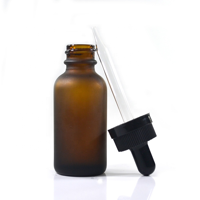 Empty 1oz 2oz 4oz green clear amber red frosted glass boston round bottle with childproof cap