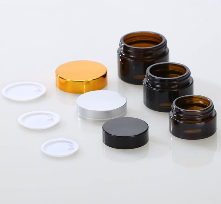 Empty 2 oz cosmetic jar container 100g wide thick frosted amber cosmetic glass jar