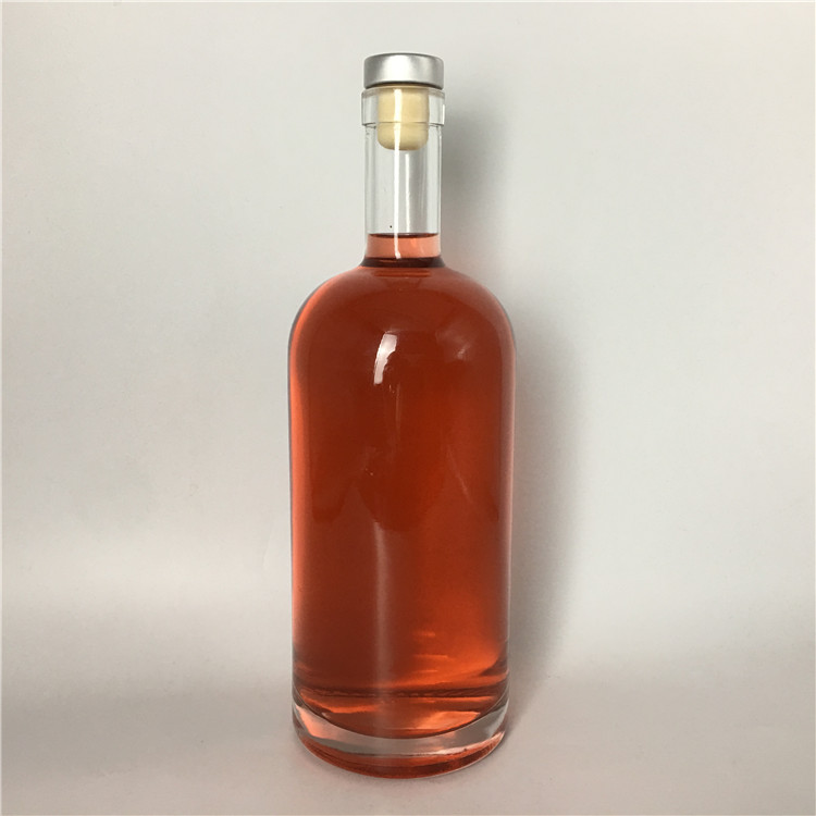 Empty 200ml 500ml 750ml super flint glass wine bottle for liquor vodka with cork stopper