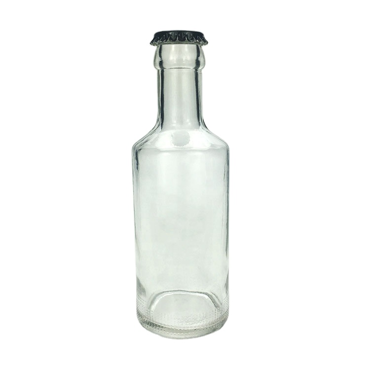 Empty 200ml glass bottles for carbonated drinks with crown cap