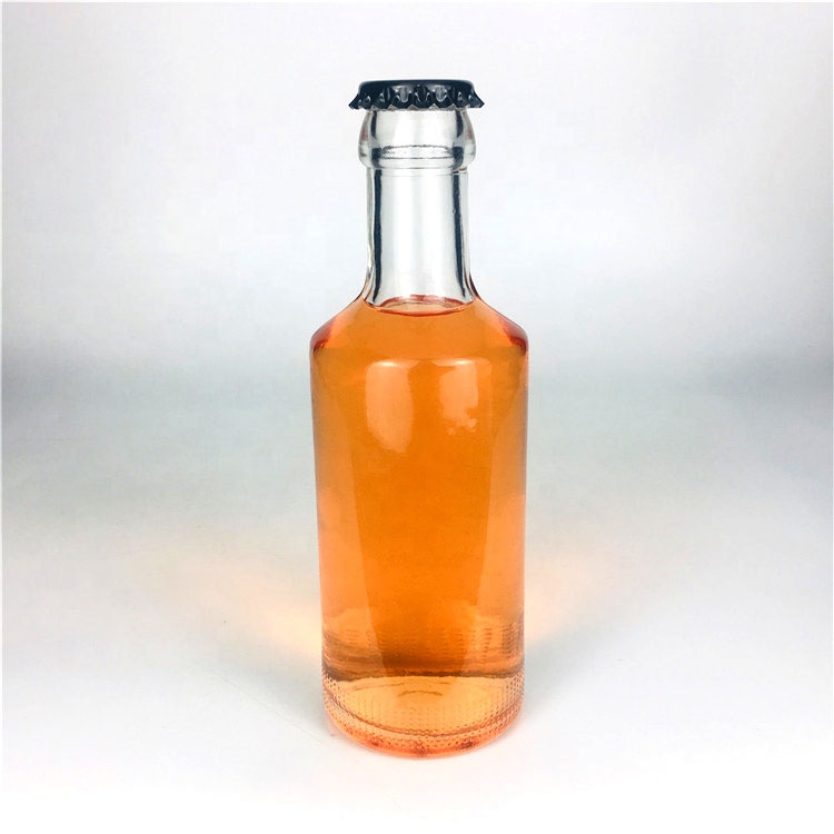 Empty 200ml glass bottles for carbonated drinks with crown cap