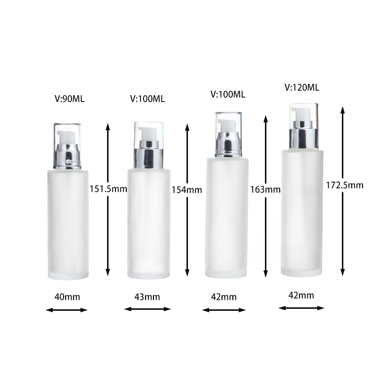 Empty 20ml 30ml 50ml 100ml 120ml Transparent Frosted Glass Cosmetic Face Lotion Bottles With Gold Pump