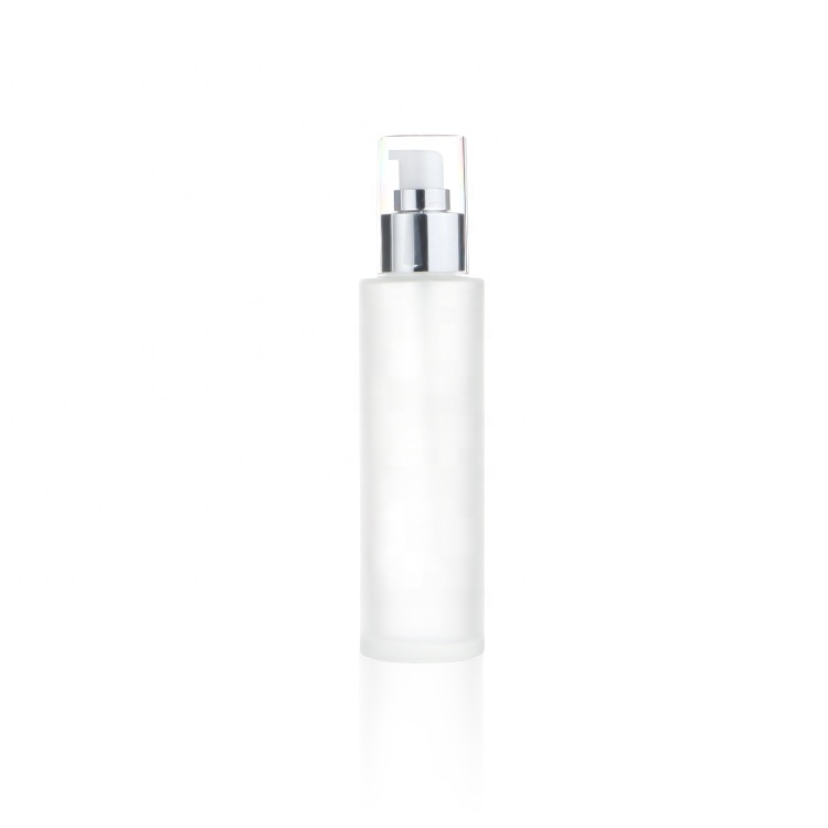 Empty 20ml 30ml 50ml 100ml 120ml Transparent Frosted Glass Cosmetic Face Lotion Bottles With Gold Pump