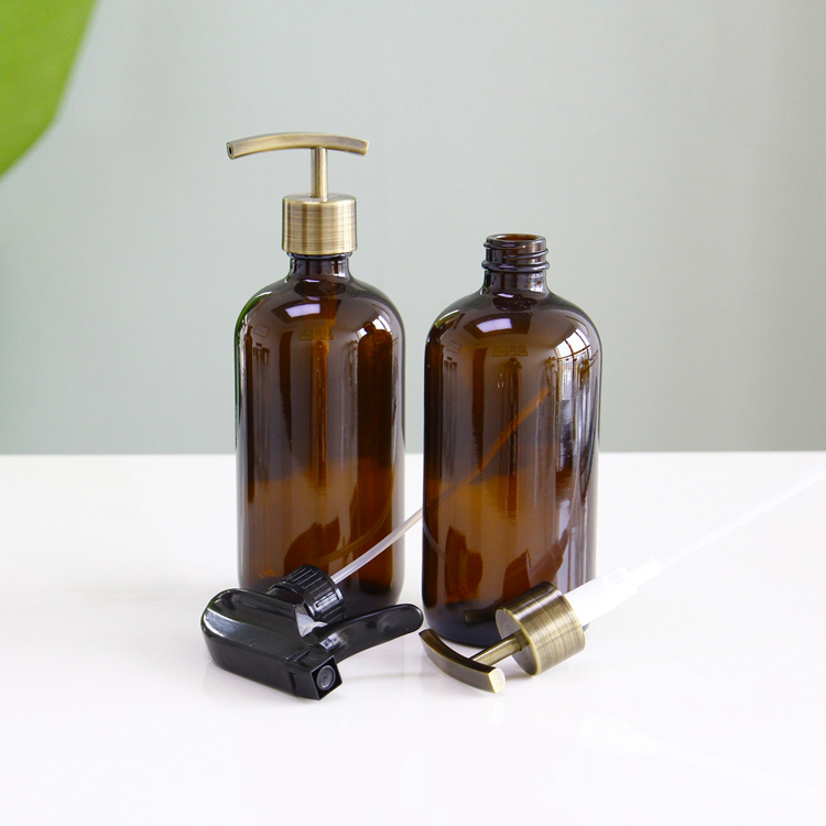 Empty 250ml 500ml Round Glass Soap Foam Pump Bottle Customized Design