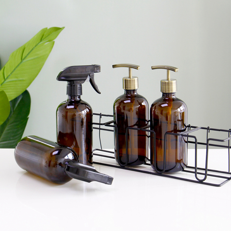 Empty 250ml 500ml Round Glass Soap Foam Pump Bottle Customized Design