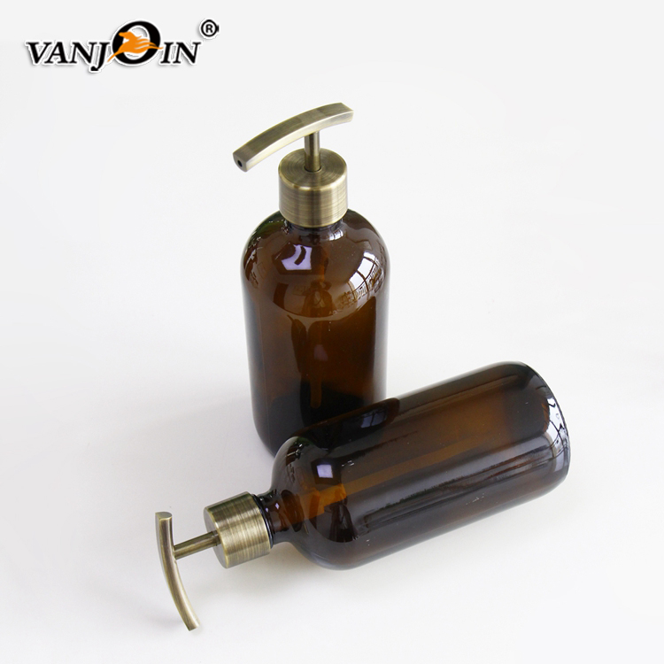 Empty 250ml 500ml Round Glass Soap Foam Pump Bottle Customized Design