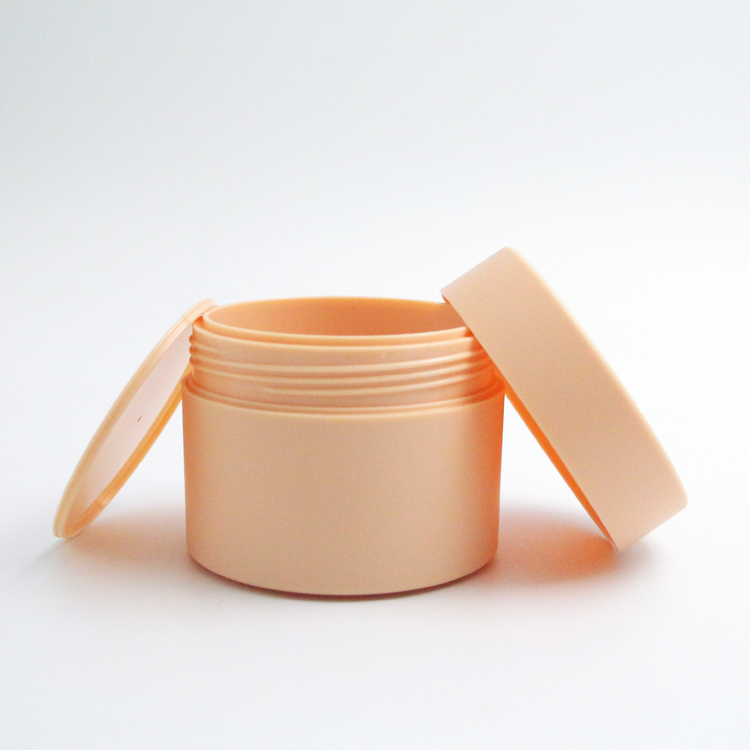 Empty 250ml plastic cosmetic container frosted finish plastic jar pot double wall body cream jar plastic bottle 8oz
