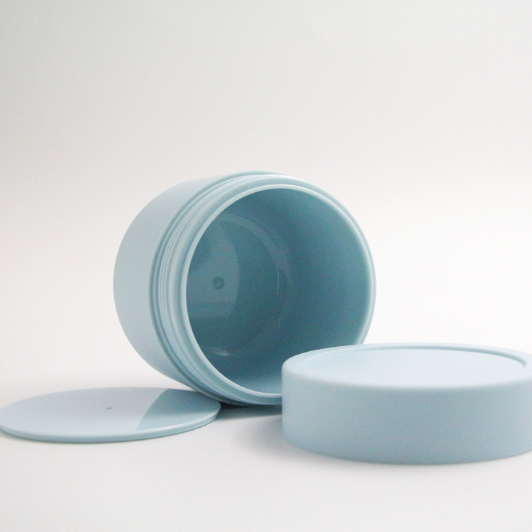 Empty 250ml plastic cosmetic container frosted finish plastic jar pot double wall body cream jar plastic bottle 8oz