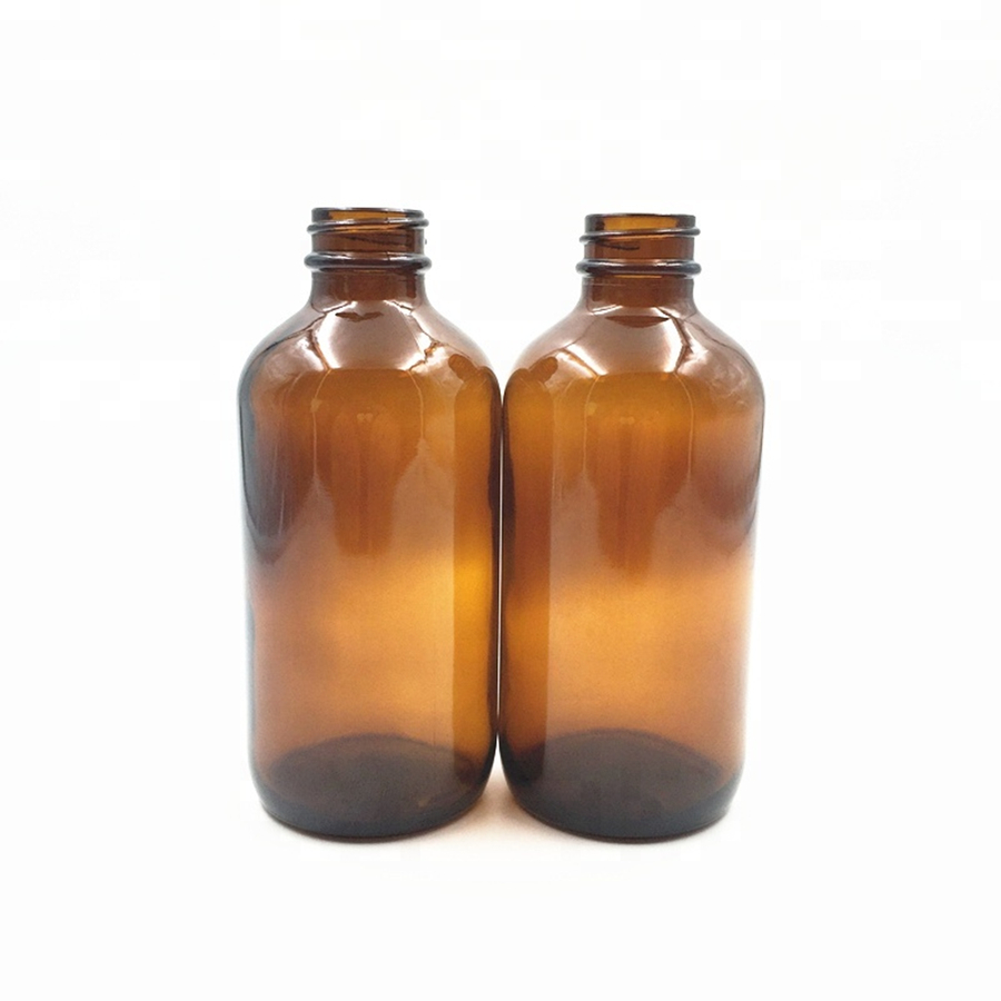 Empty 28mm amber brown round 50ml Oral liquid medical syrup glass bottles with aluminum screw cap