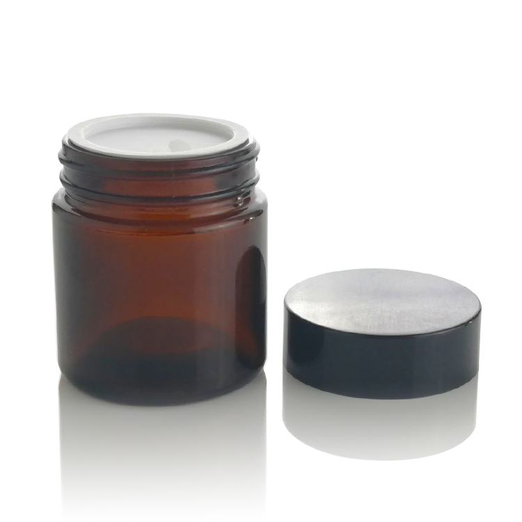 Empty  2OZ 4OZ amber cosmetic glass jar   4 OZ glass jar