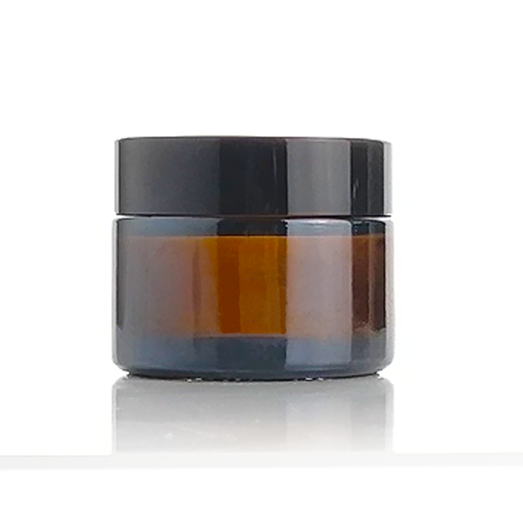 Empty 2OZ 4OZ amber cosmetic glass jar 4 OZ glass jar